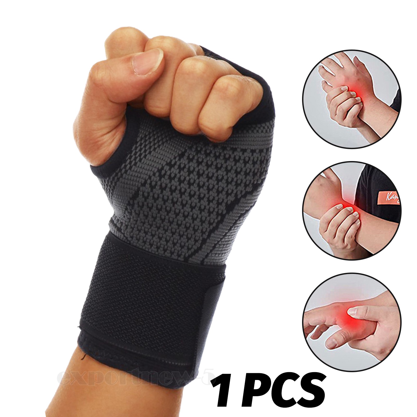 Wrist Hand Brace Support Splint Adjustable Compression Strap Sleeve Sports