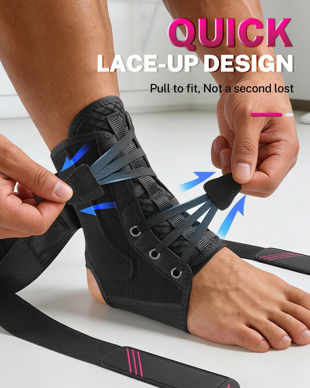 Fitomo 1.5mm Ultra Thin Ankle Brace for Women Men, Lightweight M, Black