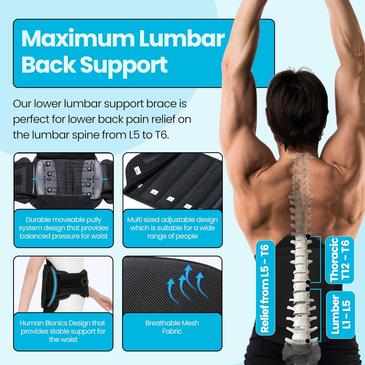 LSO Back Brace Orthopedic Lower Back Support for Women Men Herniated Disc Pain