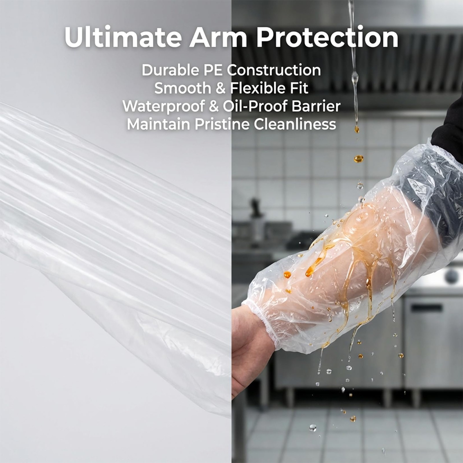 100 Pcs Disposable Arm Sleeves Covers- Plastic Sleeve Protectors for Arms Wat…