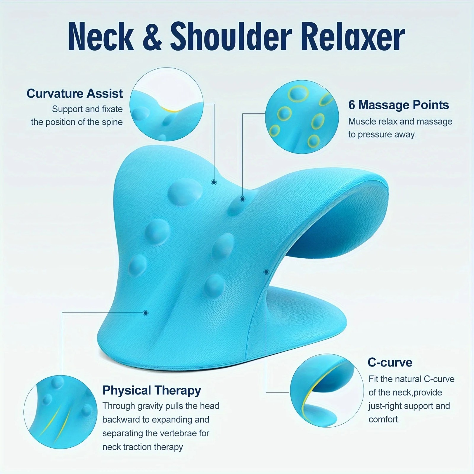 Neck And Shoulder Relaxer C-Shape Cervical Traction Device Relax Spine Alignment