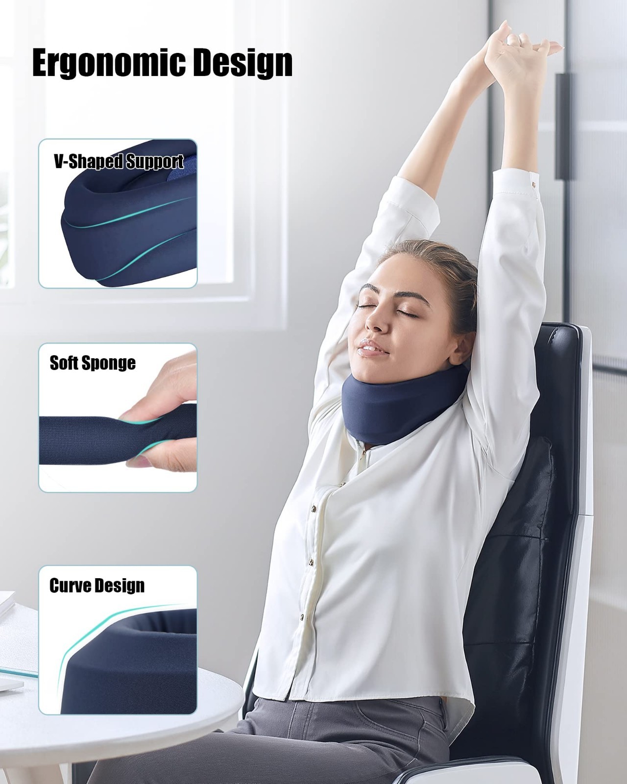 Cervical Neck Brace for Sleeping – Soft Foam Support Collar for Pain Relief, Med