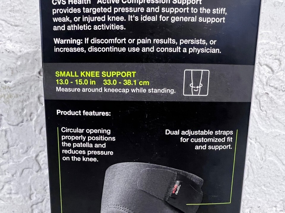 CVS Health Active Compression Knee Support Breathable Material Size SM