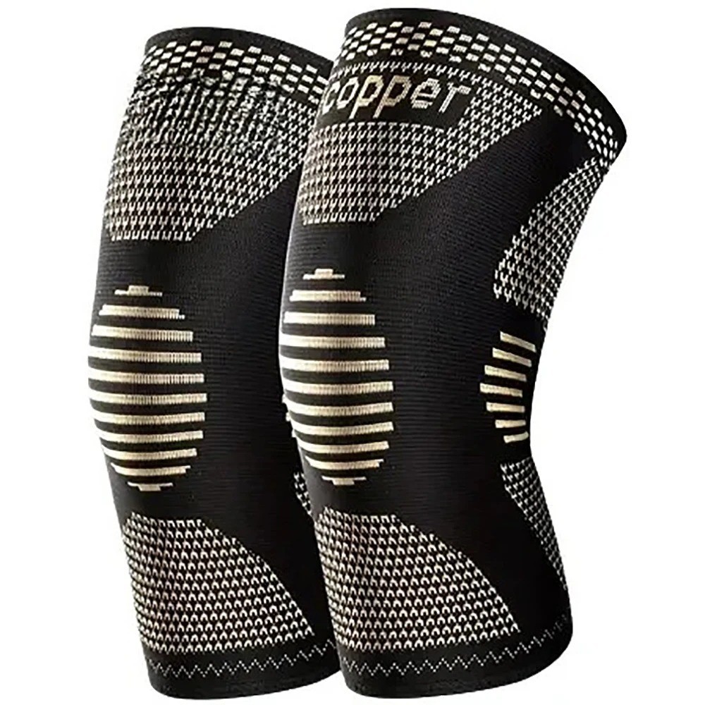 2x Copper Knee Sleeves Silver Compression Brace Support Sport Joint Injury Pain