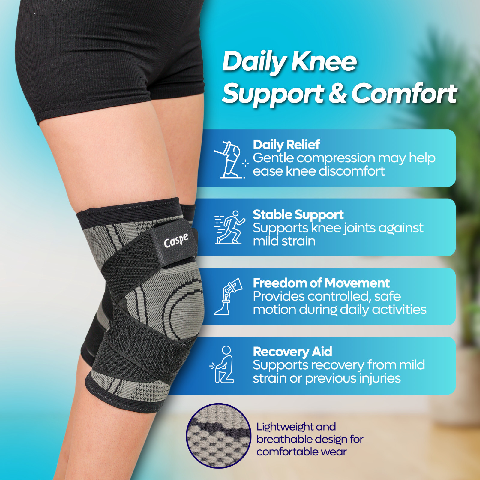 2× Knee Sleeve Compression Brace Support Sport Joint Pain Arthritis Relief Strap