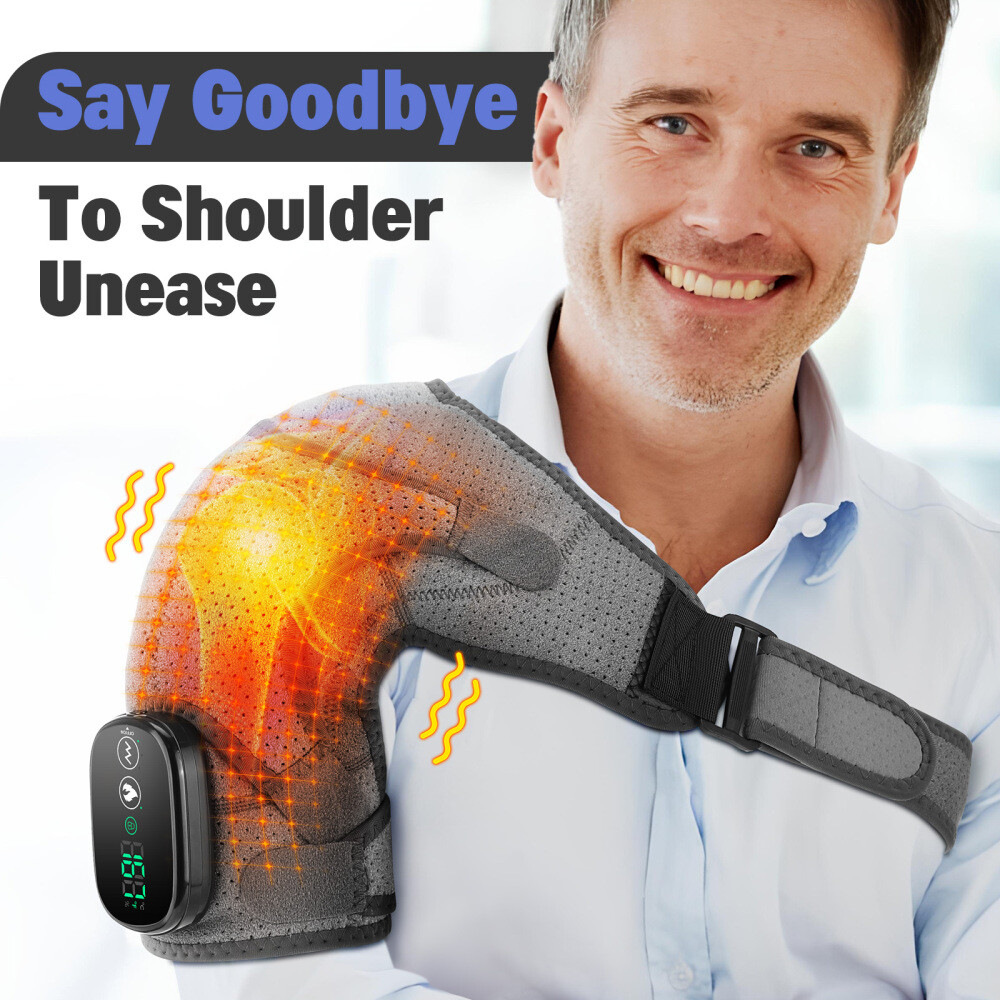 Electric Heated Vibration Shoulder Massager Shoulder Brace for Joint Pain Relief