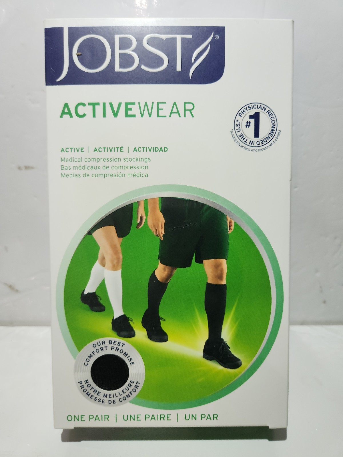 Jobst ActiveWear 20-30 mmHg Firm Support Unisex Black Knee Highs Stocking Large