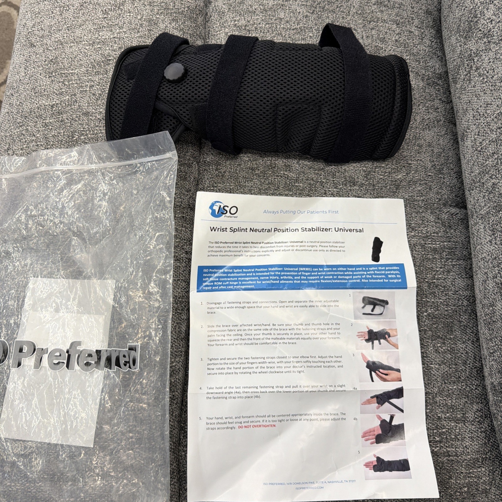Universal ISO WR301 preferred wrist splint neutral position stabilizer brace