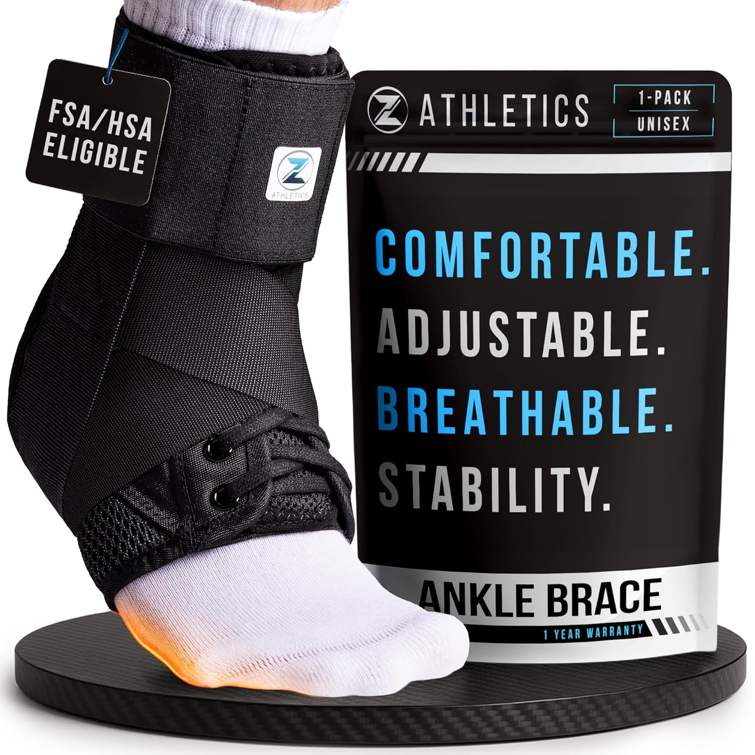 Ankle Brace Lace Up Adjustable Support With Side Stabilizers Sports Sprain