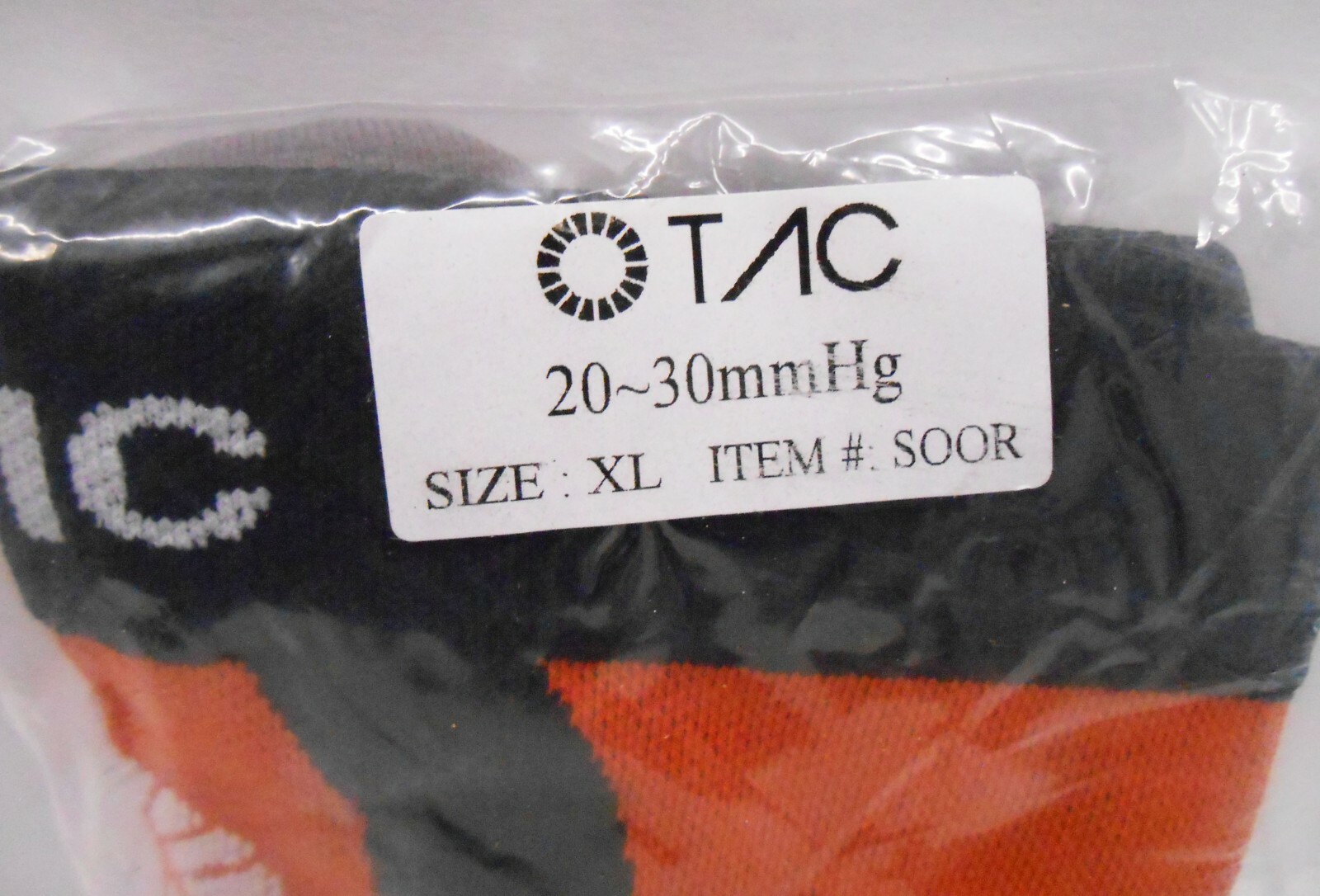 TAC Compression 20-30 mmHg Socks (Pumpkin Orange and black) Size: XL