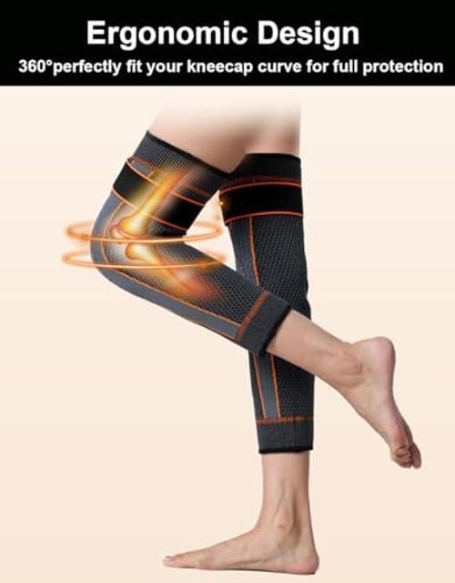 SUJAYU 2 Pack Knee Wraps for Pain Relief Women Men, Knee Large Orange
