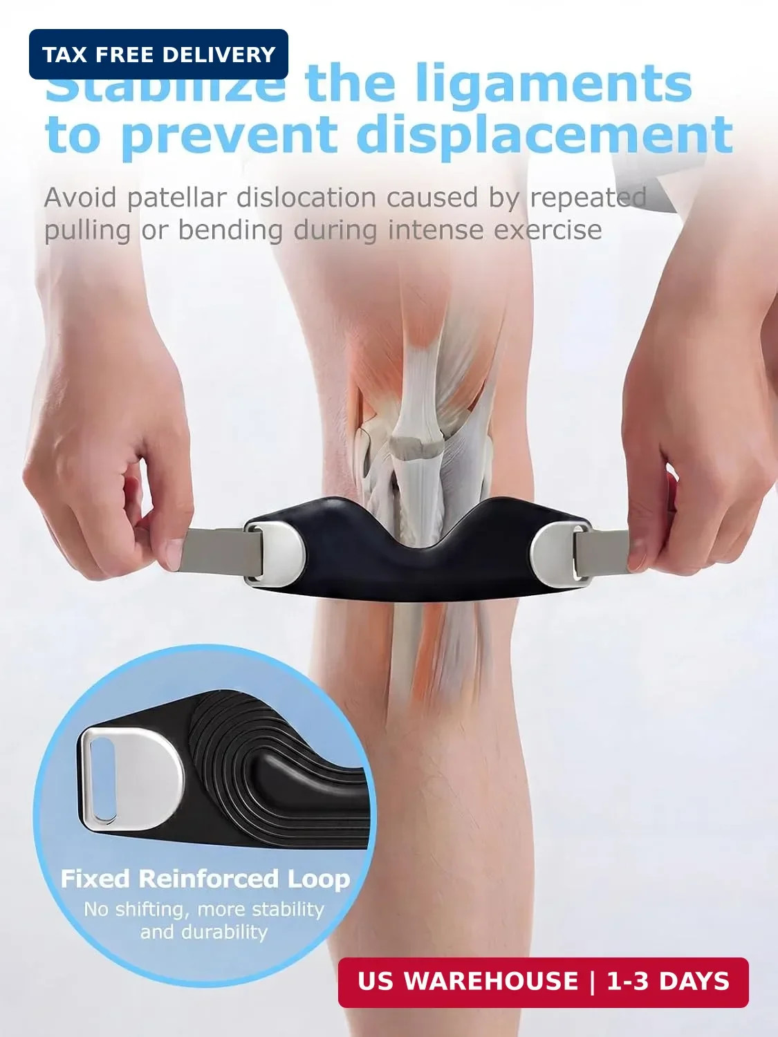 Silicone Patellar Tendon Support Strap 2 Pack, Knee Band for Sports Hiking, Socc