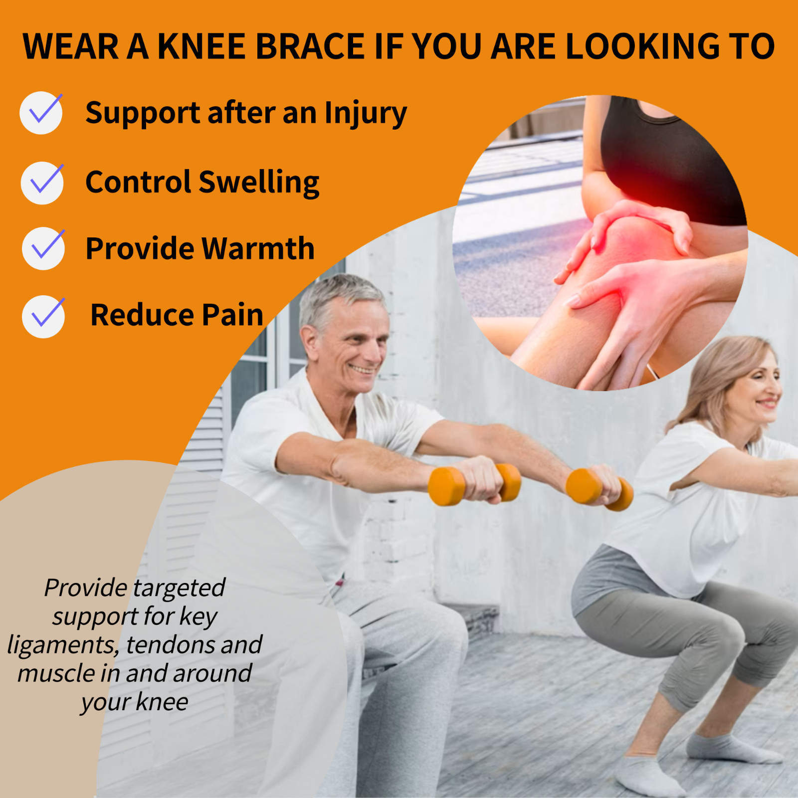 ECCLES3 – 2 Pack – Knee Compression Sleeves for Knee Pain – Unisex, Men, Women