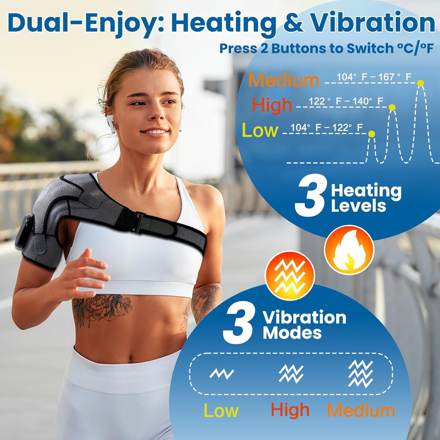 Cordless Heated Shoulder Wrap & Massager for Pain Relief and Recovery