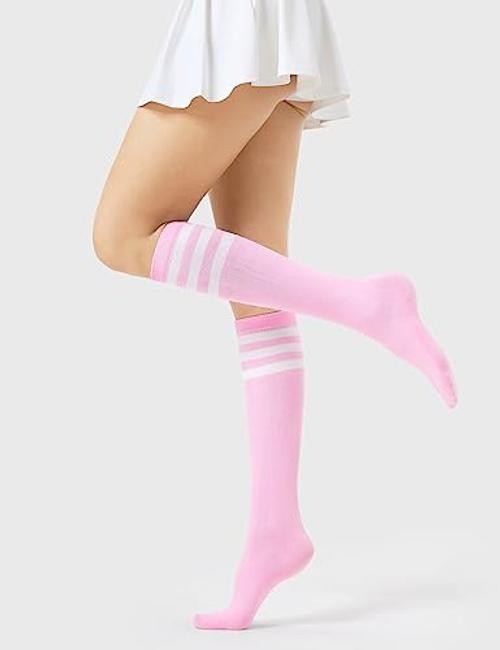 Women’s Knee High Socks Outdoor Sport Athletic Socks Casual One Size Pink