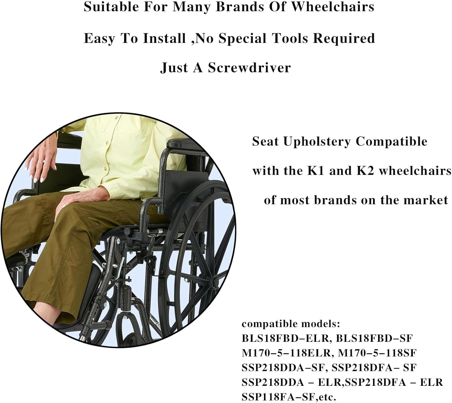 Wheelchair 18 inch Seat, Replacement 18", One Color