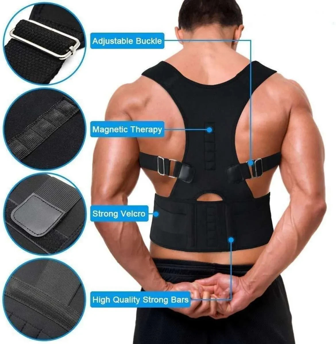 Adjustable Posture Corrector Back Support Magnetic Shoulder Brace Belt Men Women