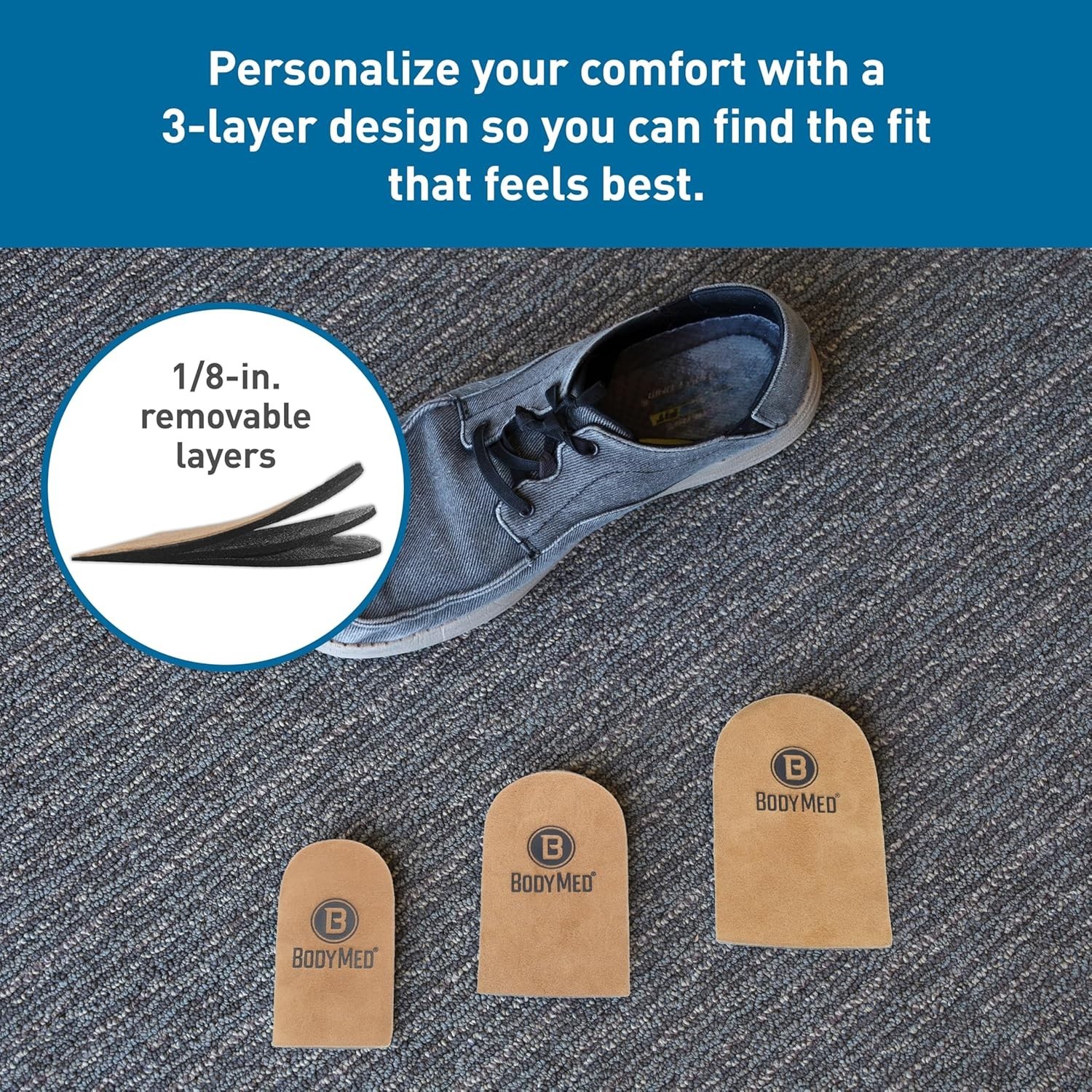 Adjustable Heel Lift for Men and Woman, Small (1-Pack) – Non-Slip Orthopedic Ins