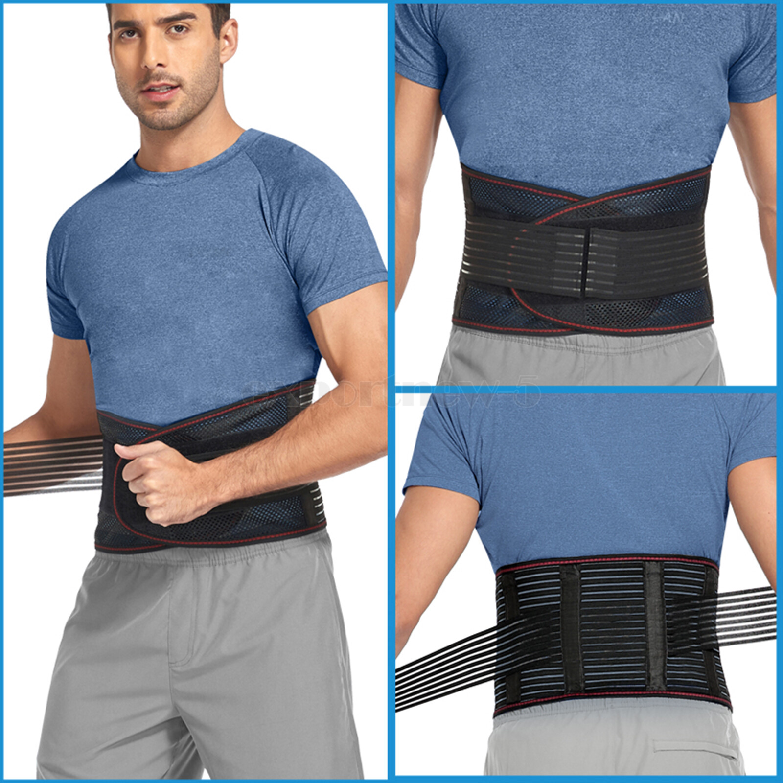 Breathable Back Brace for Lower Back Pain Relief Sciatica Lumbar Support Belt US