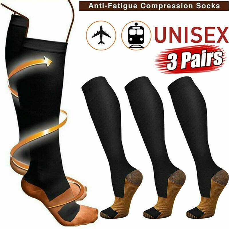 3x Compression Socks For Edema,Diabetes,Varicose Veins Pressure Nursing Stocking