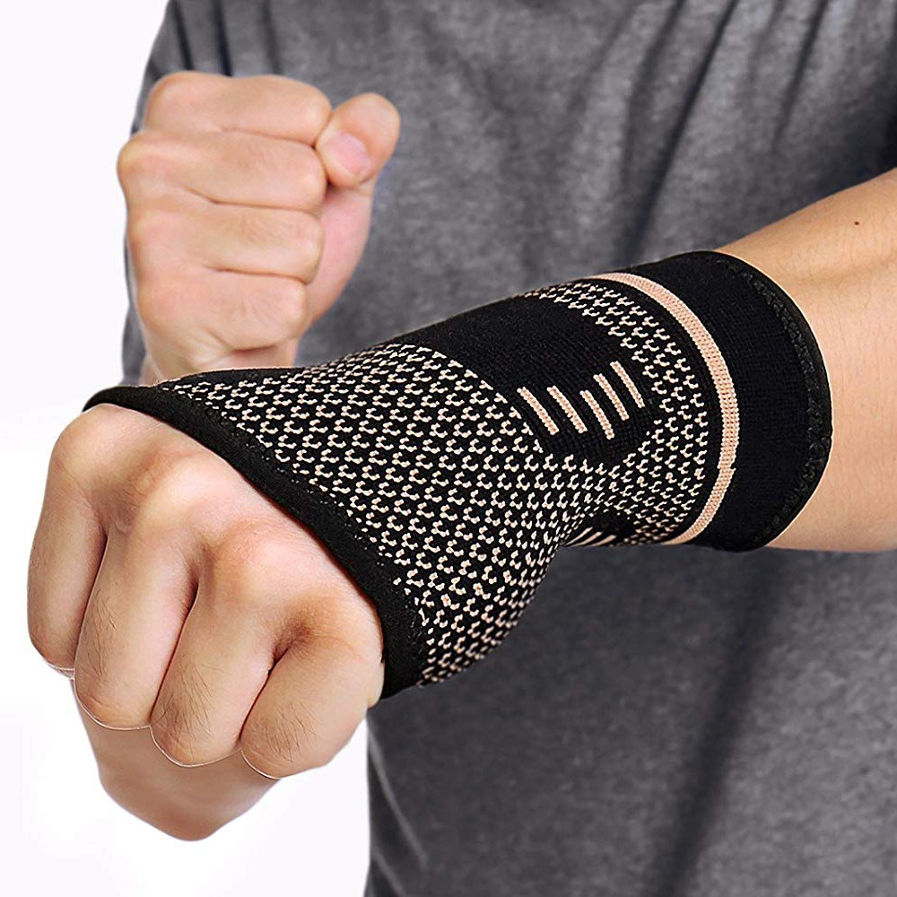 Copper Wrist Brace Support Compression Sleeve Arthritis Gym Carpal Tunnel Hand