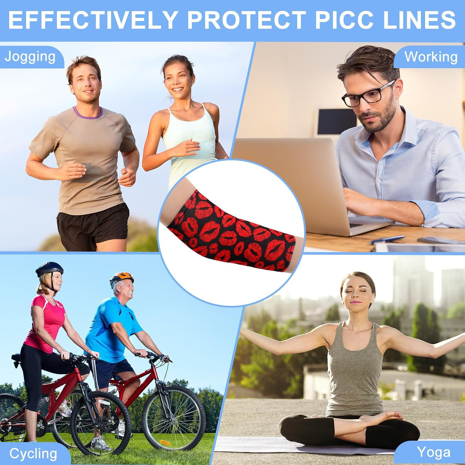 Cuffbow 12 Pcs PICC Line Reusable Sleeve Cover for Adults Upper Arm Breathable C