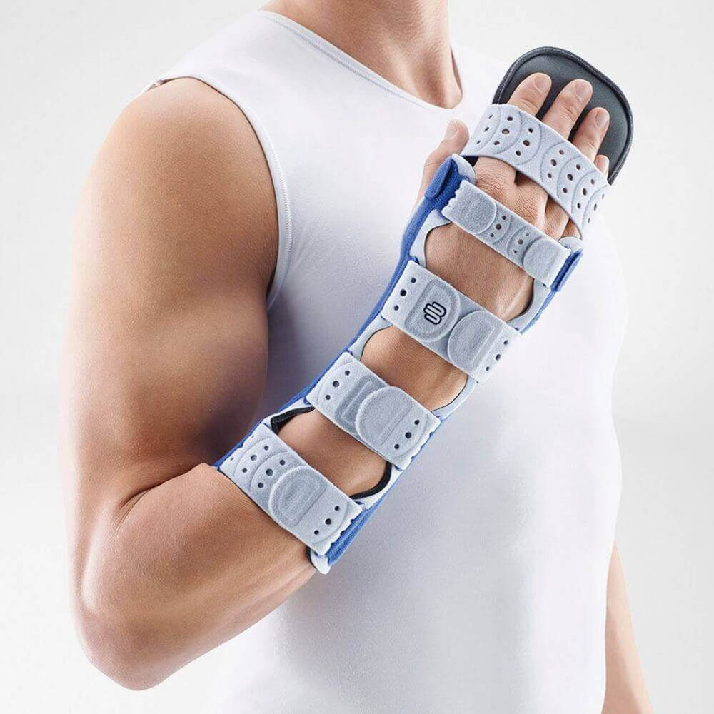 Bauerfeind Wrist Brace Wristband for Immobilization Manuloc Long Plus Blue/Grey
