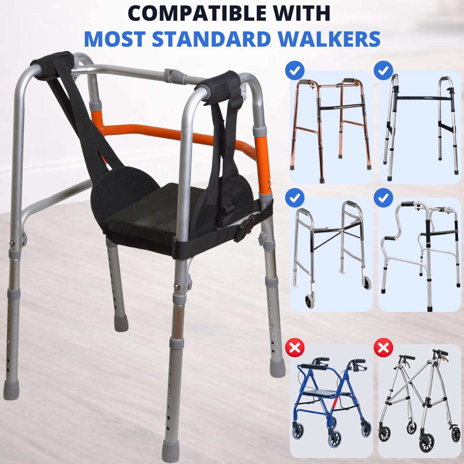Caredgitz Knee Sling for Walker, Adjustable Cushioned Knee Support for Non We…