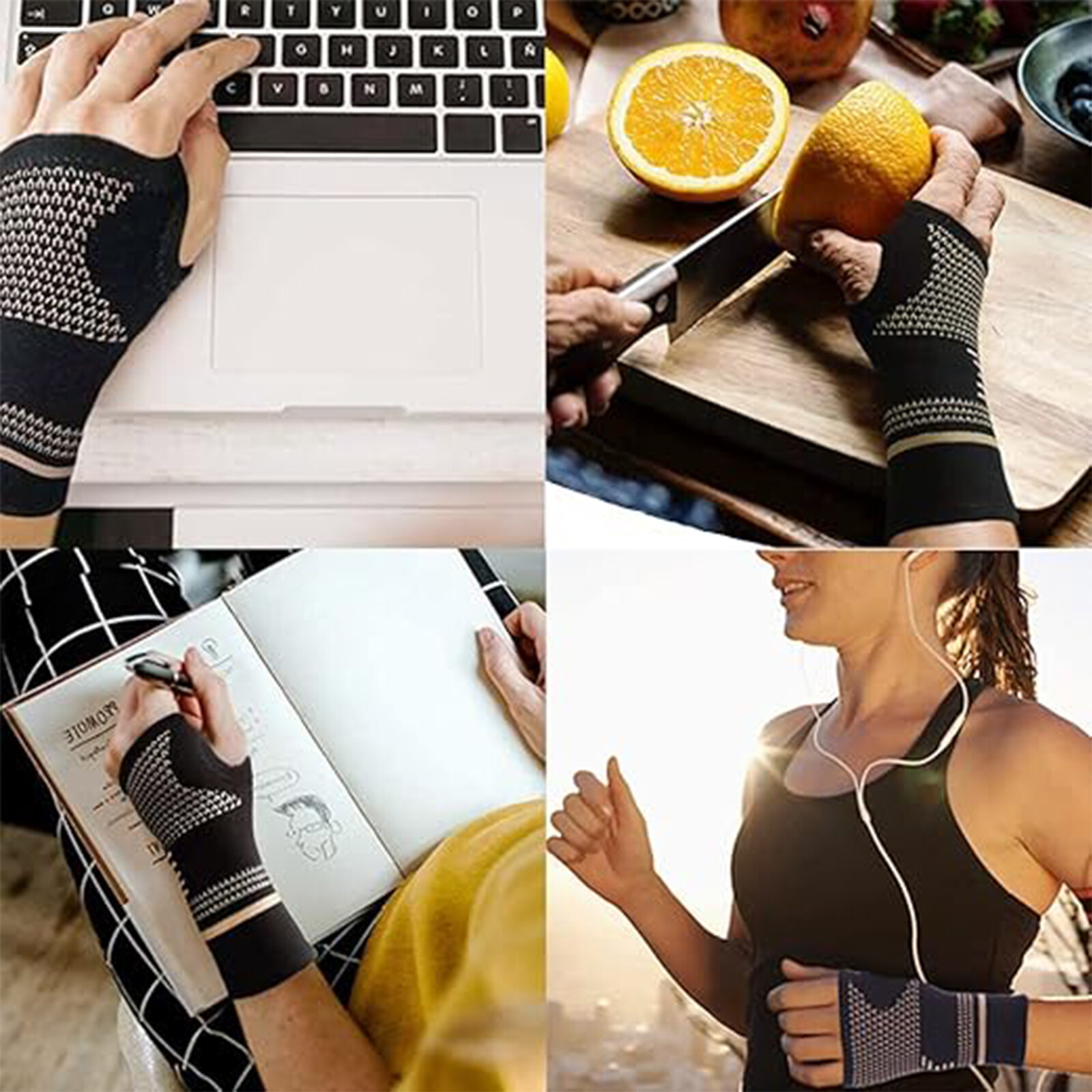 Single Copper Wrist Compression Glove Hand Support Pain Relief Joint Self Care
