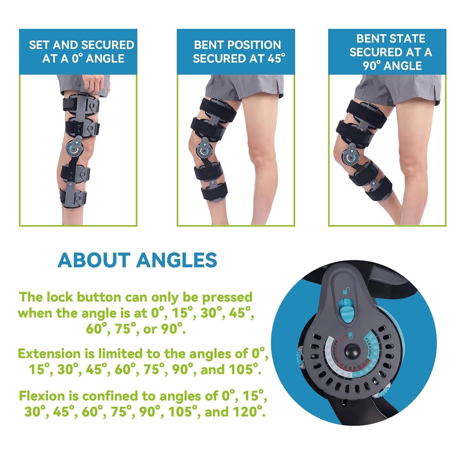 Komzer Hinged Post-Op ROM Knee Brace Universal Left or Right One Size Fits Most!