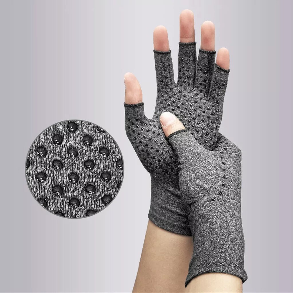Compression Gloves Anti Arthritis Fingerless Pain Relief Joint Support With Grip