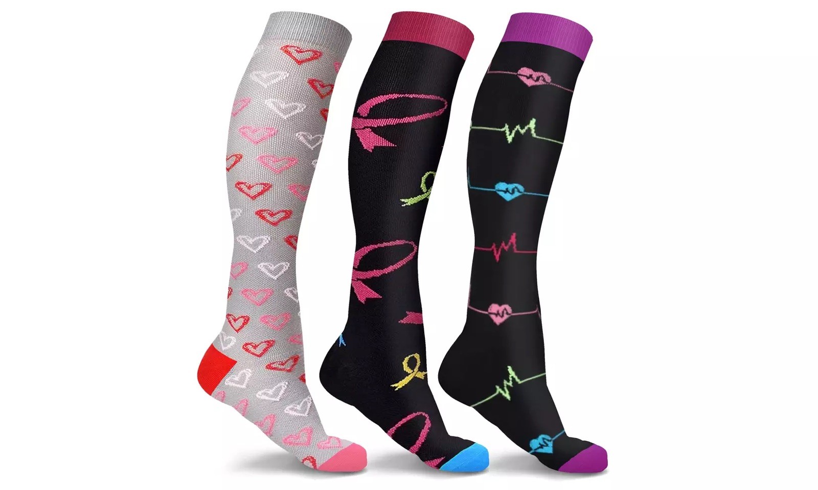 5 Pack of Compression Socks Stockings Women Men Knee High 20-30Mmg Medical Scrub