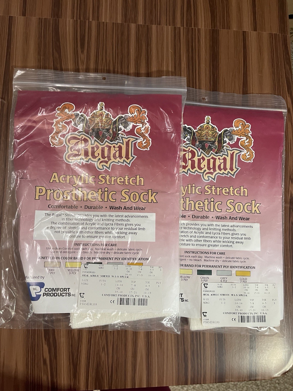 Regal Acrylic Stretch Prosthetic Sock 3 Ply Fits 1-2 Length 14-16 New 2