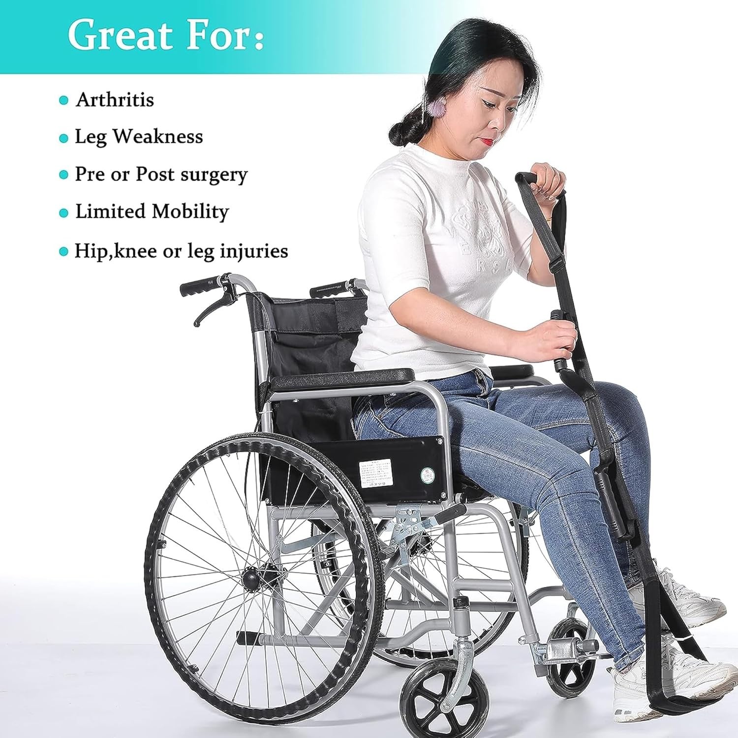 Multi-Loop Leg Lifter Strap with Rubber Grips – Ideal for Hip & Knee Recovery