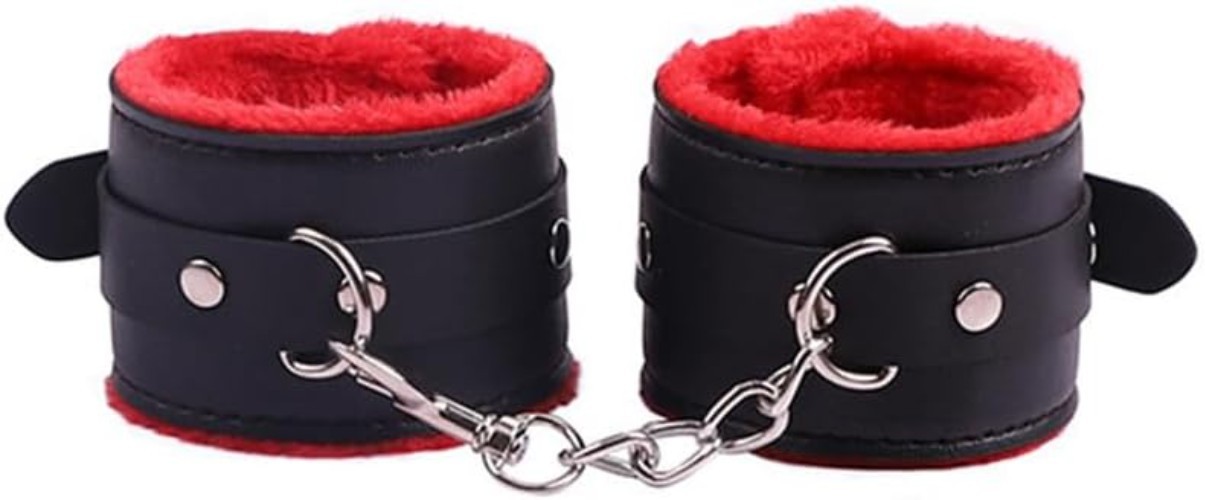 Black & Pink Leather Ankle & Wrist Cuff Set – Adjustable, Stylish, Punk Acces…