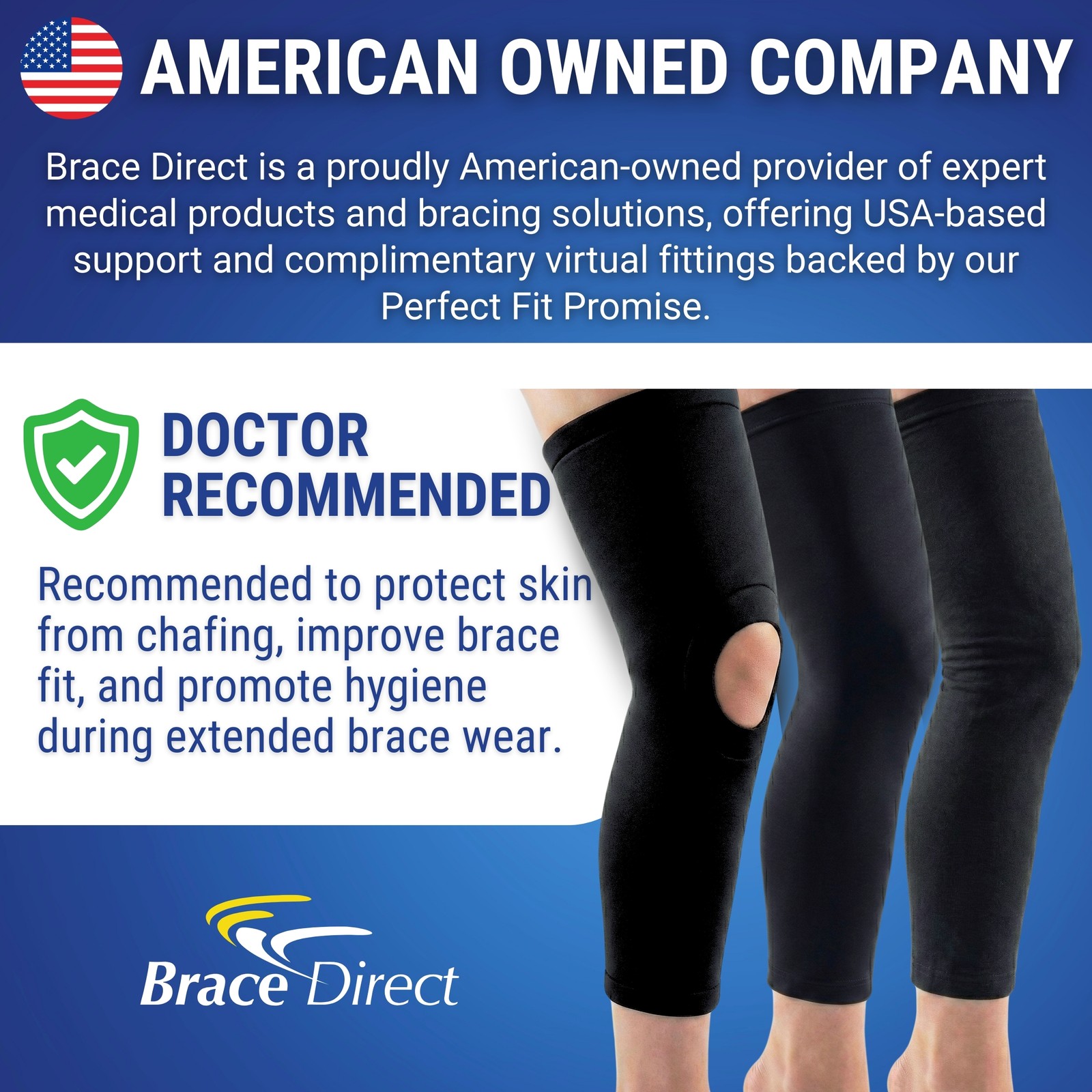 Breg Undersleeve Knee Brace Liner – Cotton or Neoprene Sleeve for Skin Comfort