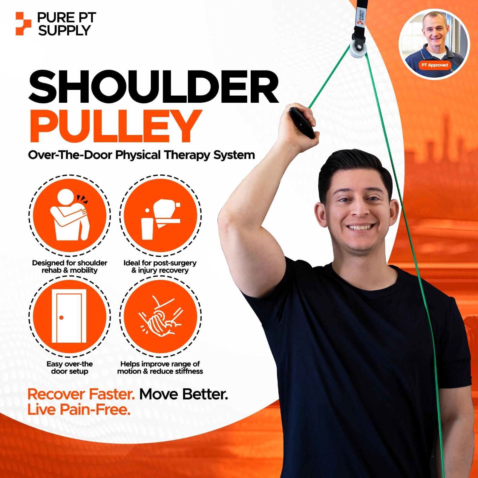 Shoulder Pulley for Physical Therapy – Over-the-Door Rehab System, Strong Handle