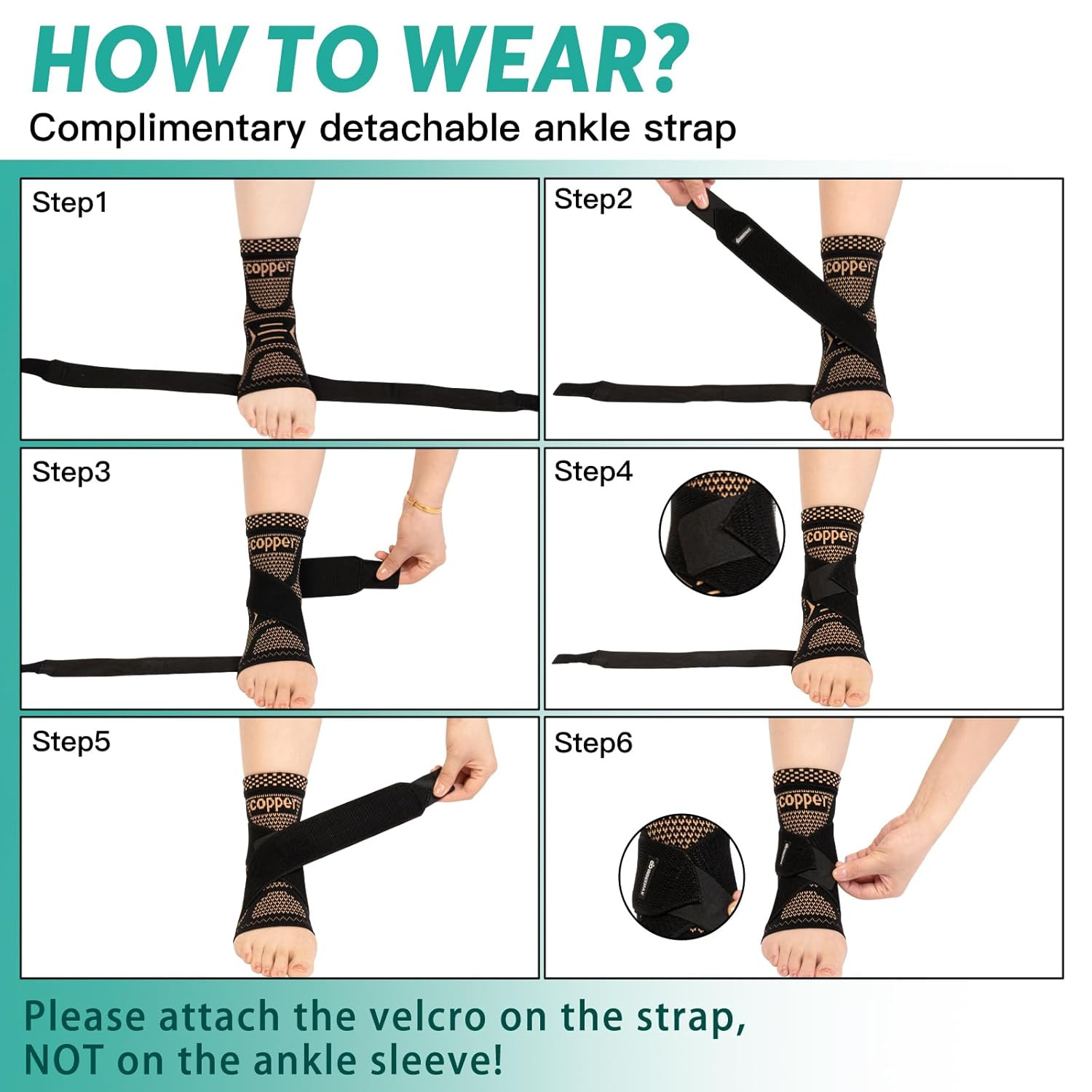 Ankle Brace 2 Pack Copper Infused Compression Sleeve for Pain Relief & Support