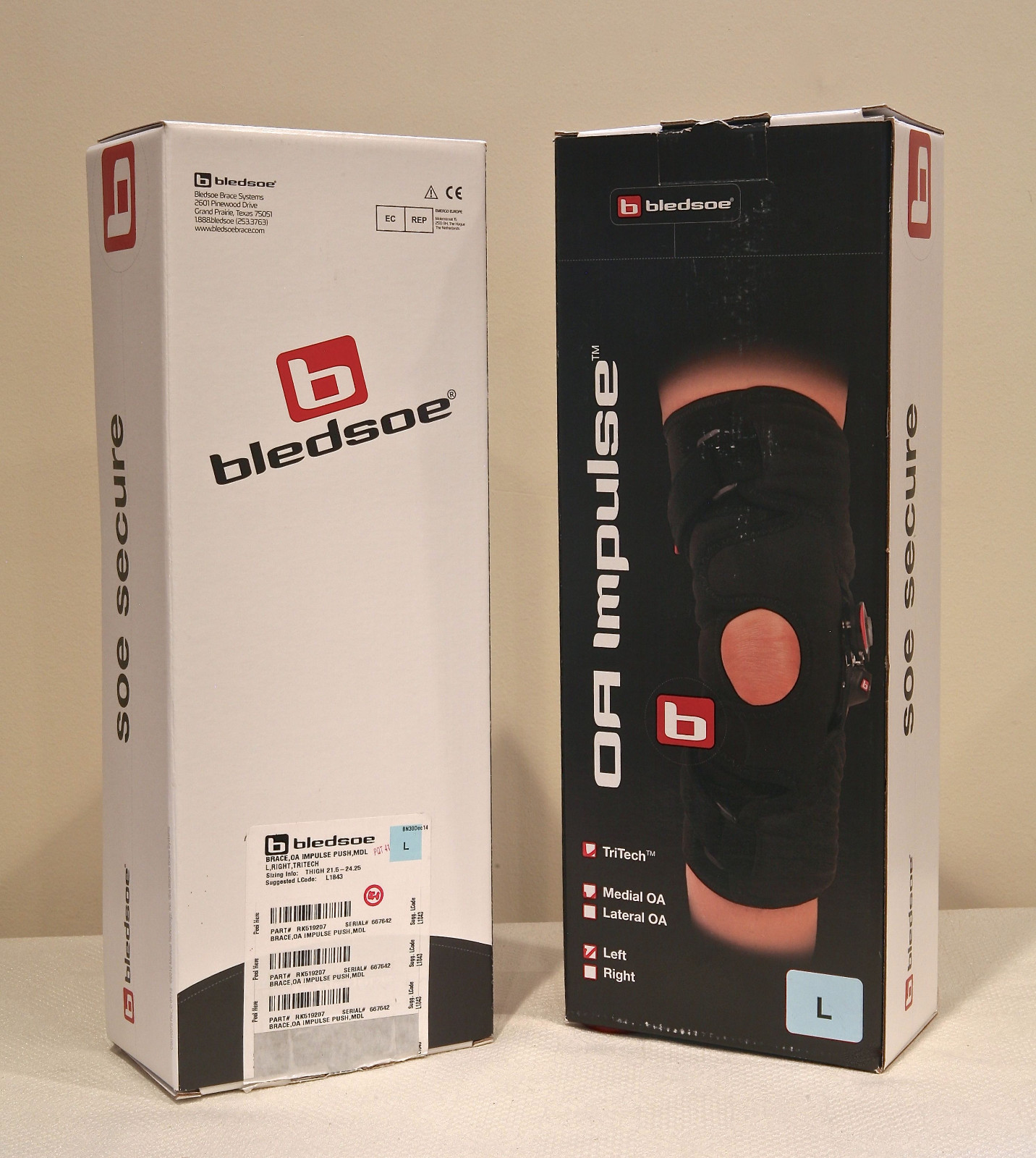 BLEDSOE MEDIAL OA KNEE BRACES – ORTHOPEDIC BRACES – SIZE L — REDUCED PRICE!