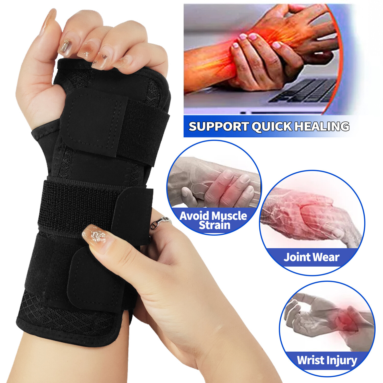 Wrist Support Brace Splint Sprain Carpal Tunnel Sport Adjustable Right Left Hand