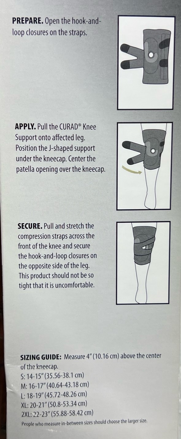 Curad Knee Support with J Shaped Support Right X-Large