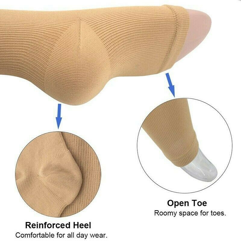 Zip Up Compression Socks with Zipper Supports Leg Knee Stockings Open Toe US
