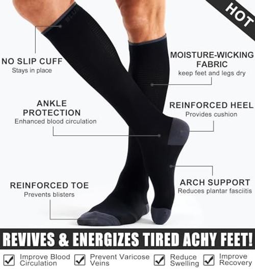 Compression Socks for Women & Men (3 pairs) – Small-Medium 04 Black/White/Nude