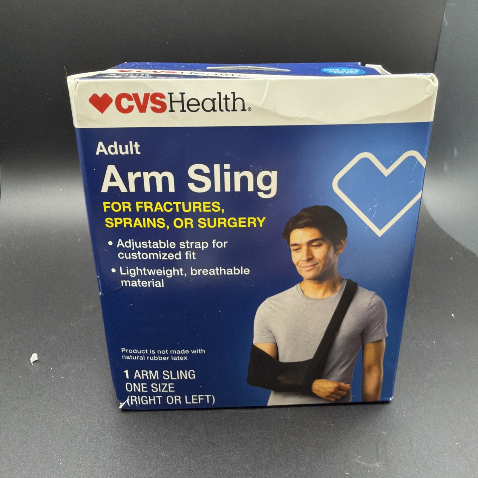 Adult Arm Sling Adjustable Fastener Left or Right Arm One Size Fit – New