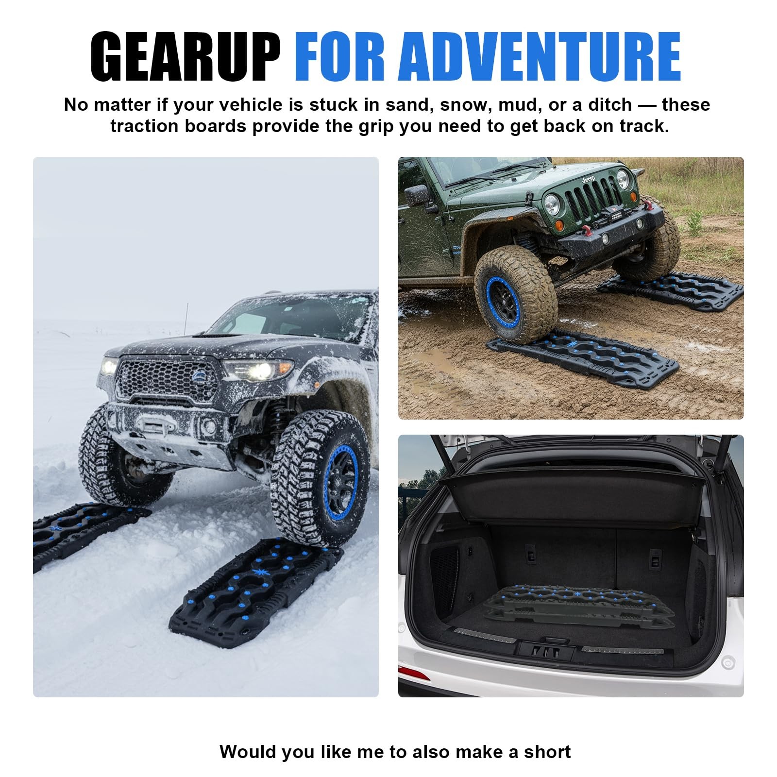 Off-Road Recovery Traction Boards, 2PCS Heavy-Duty Tracks for Sand, Mud, Snow…