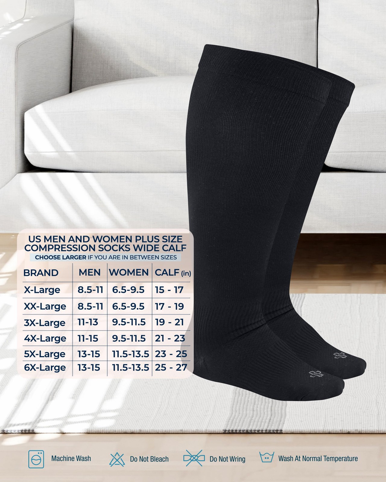 Doctor’s Select Copper Plus Size Compression 3X-Large, Black/Tan – 2 Pairs