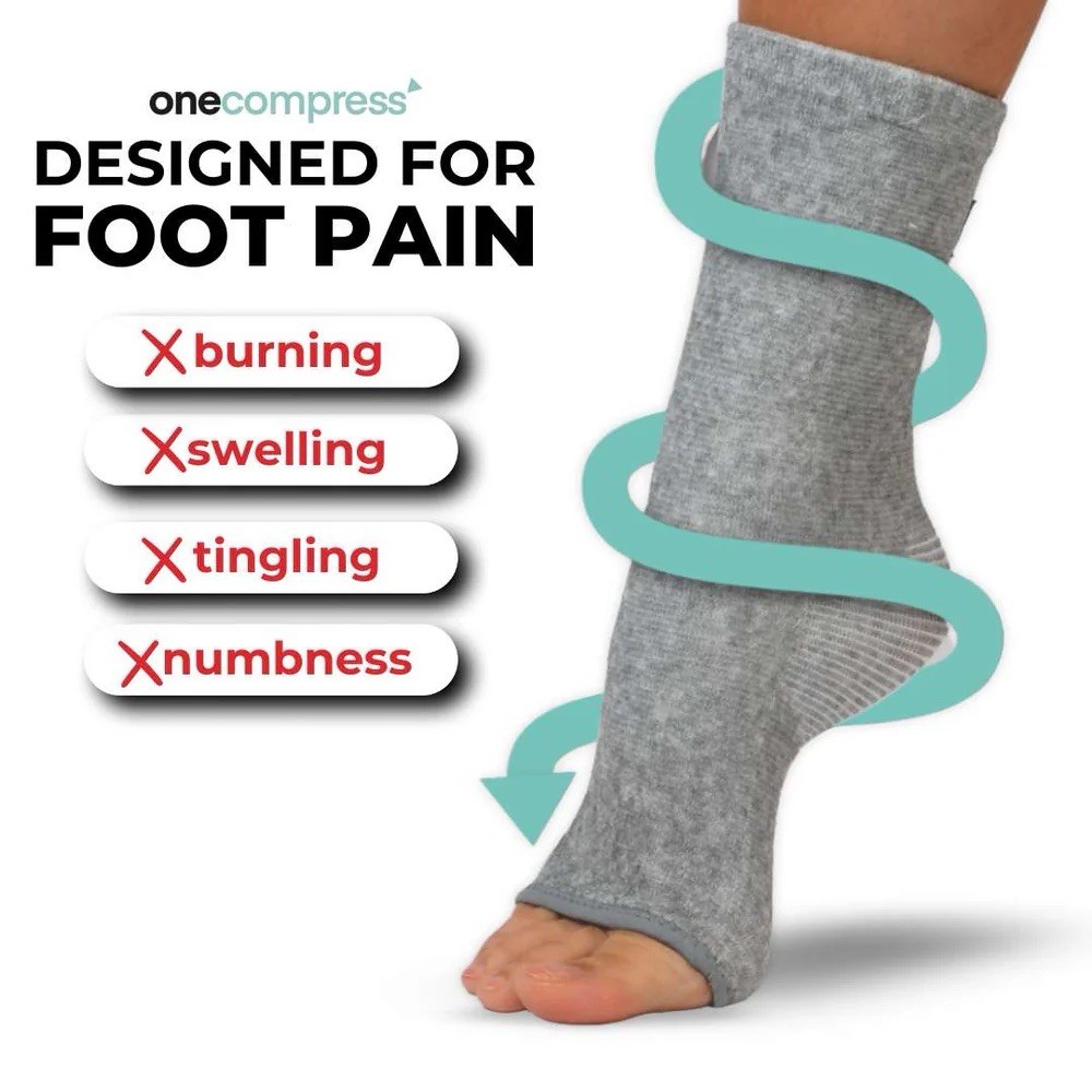 One Compress Bamboo Premium Anti-Fatigue Bamboo Footsleeves Medium Black