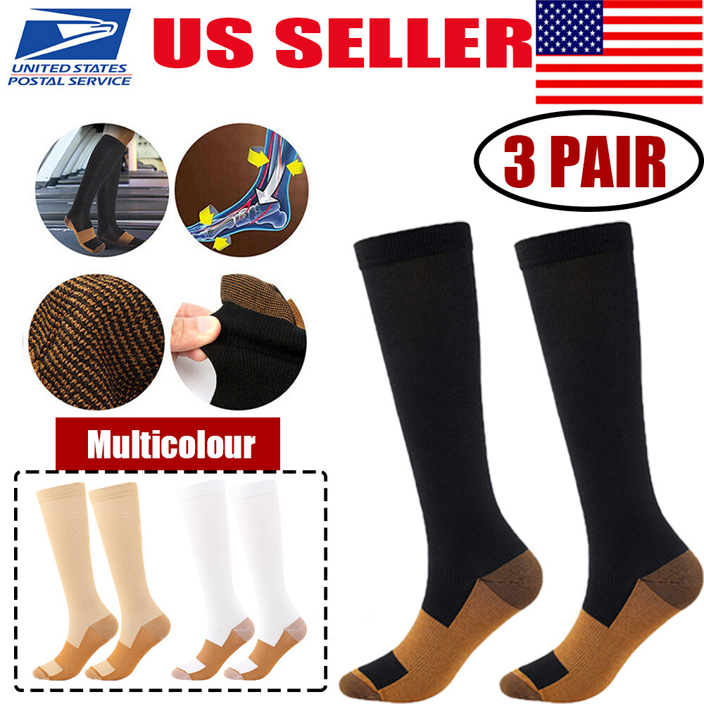 Copper Fiber Long Tube Compression Socks Nylon Pressure Outdoor Sports Socks