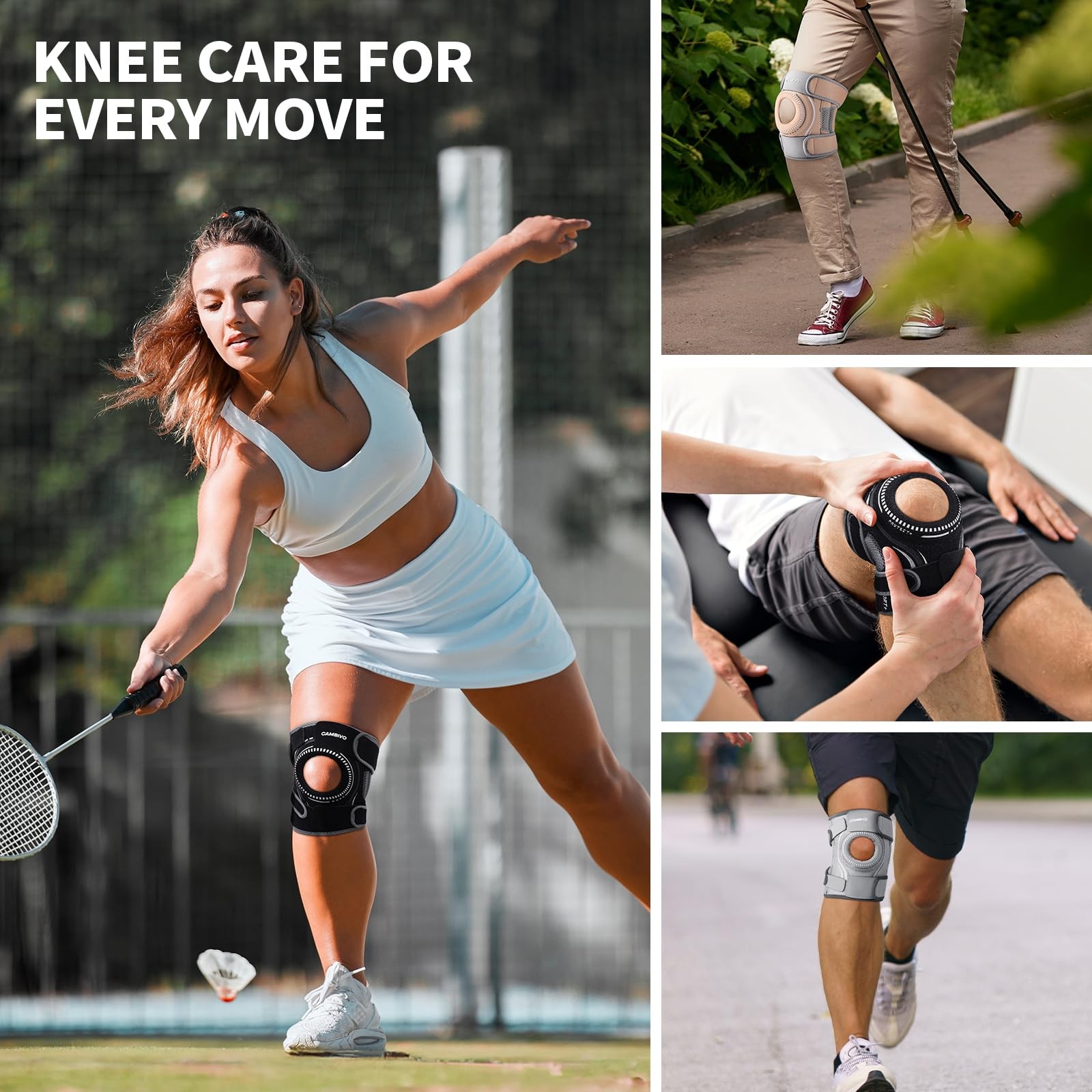ELITE Knee Brace with Side Stabilizers & Open Patella Gel Pad — Adjustable Su…