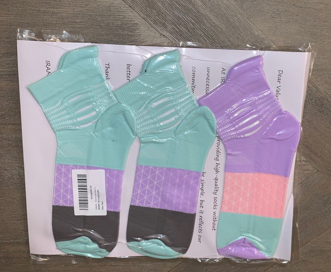 IRAMY Running Socks Compression Ankle Socks 3 Pairs Black Size L